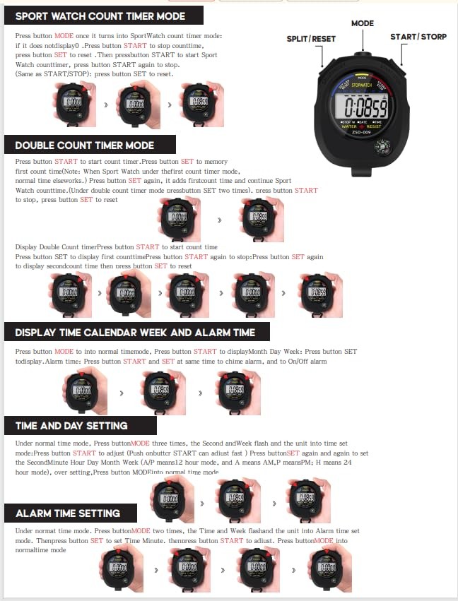 Pgzsy 2 Pack Multi-Function Electronic Digital Sport Stopwatch Timer, Black