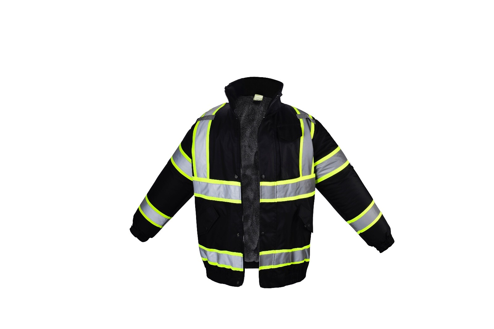 Class 3 Reflective Safety Bomber Jacket with sherpa liner