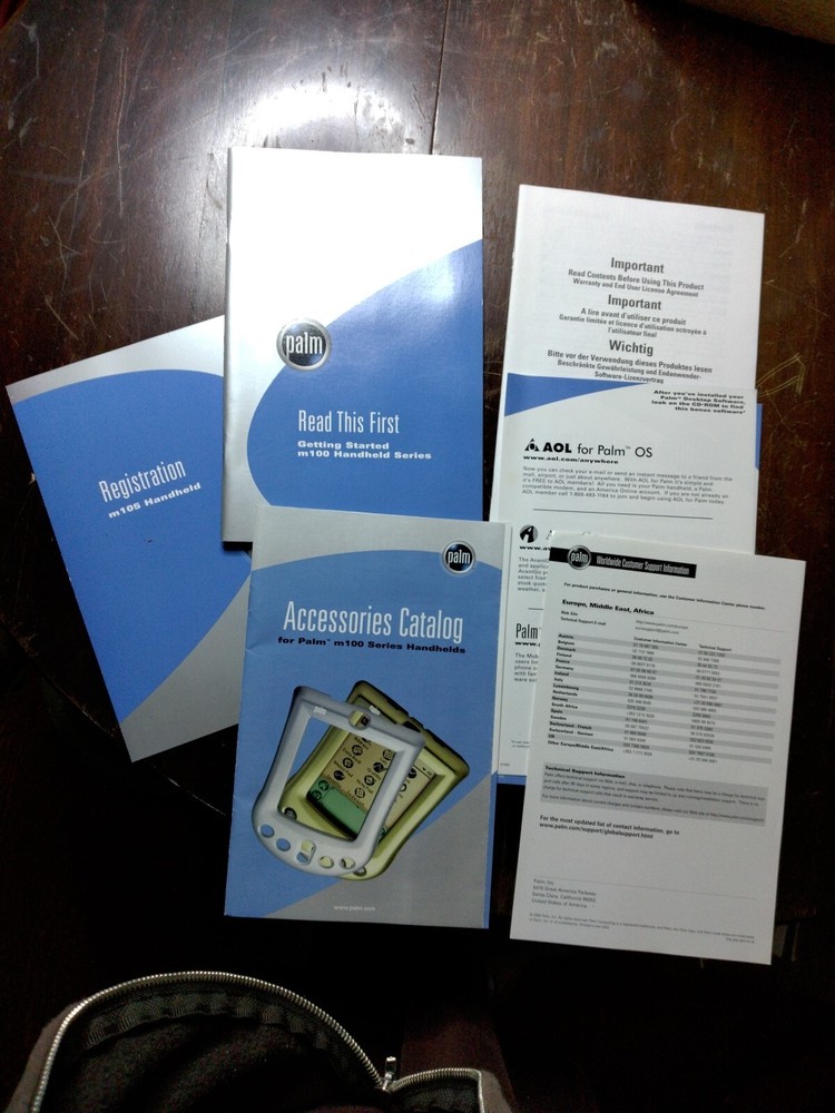 Palm m100 handheld instructions accessories registration no device