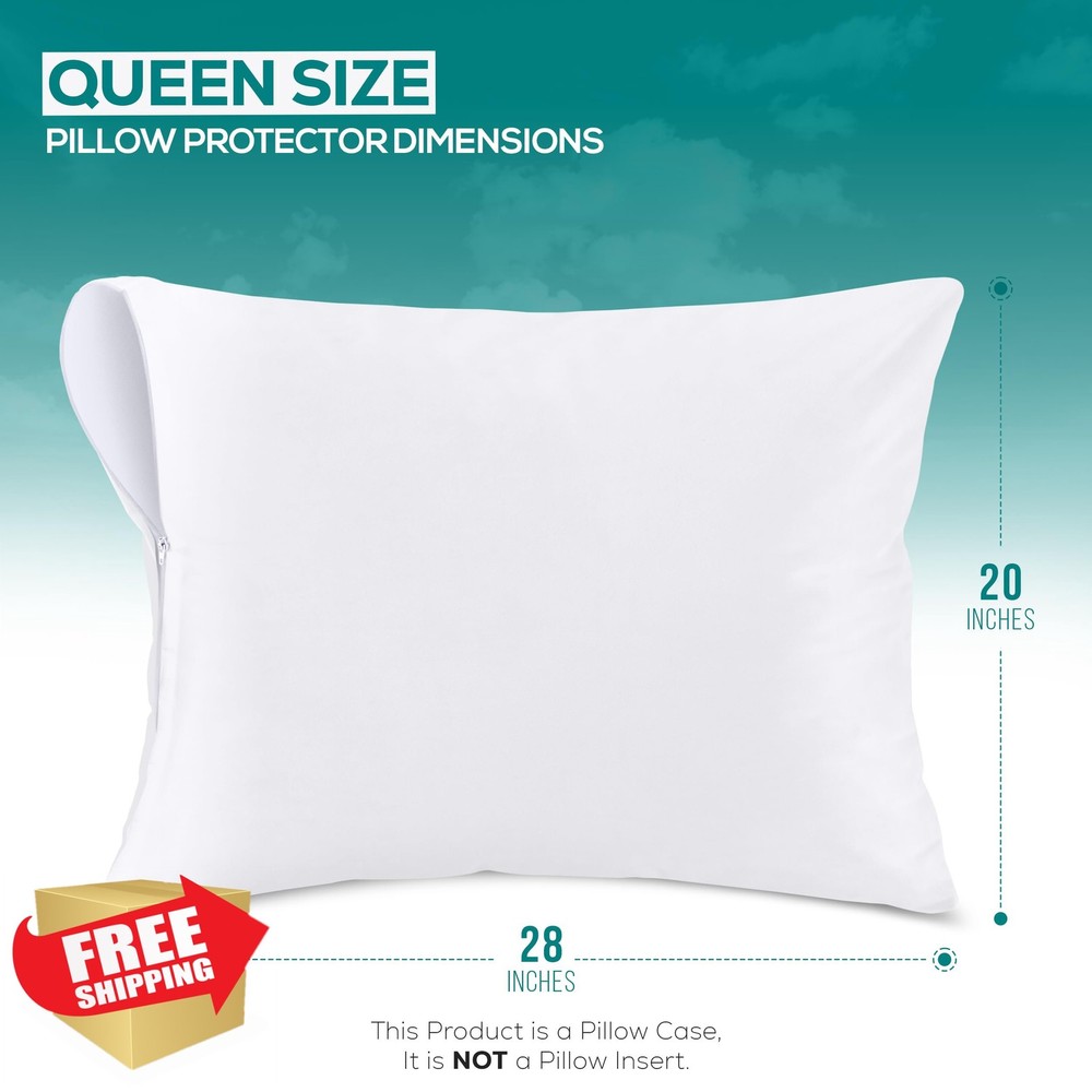 Utopia Waterproof Pillow Protector Queen Zipper 4 Pack White