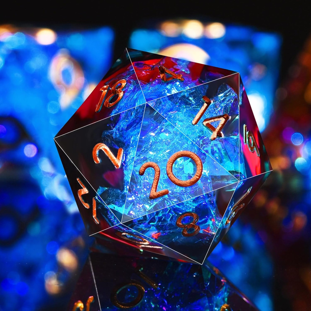 7-Die DND Dice Set Handmade Sharp Edge Polyhedral Dice for Dungeons and D