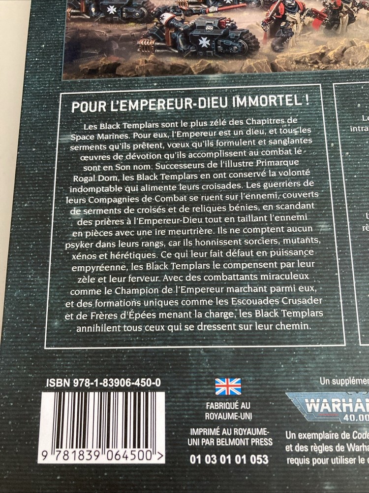 Warhammer 40K Black Templars Codex Supplement Hardback Book New Not Sealed