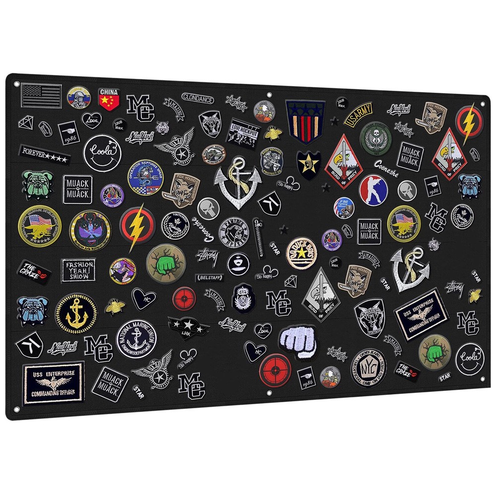 Tactical Patch Organizer 43x27.5in Black with Loop Surface Steel Ring Flag Patch