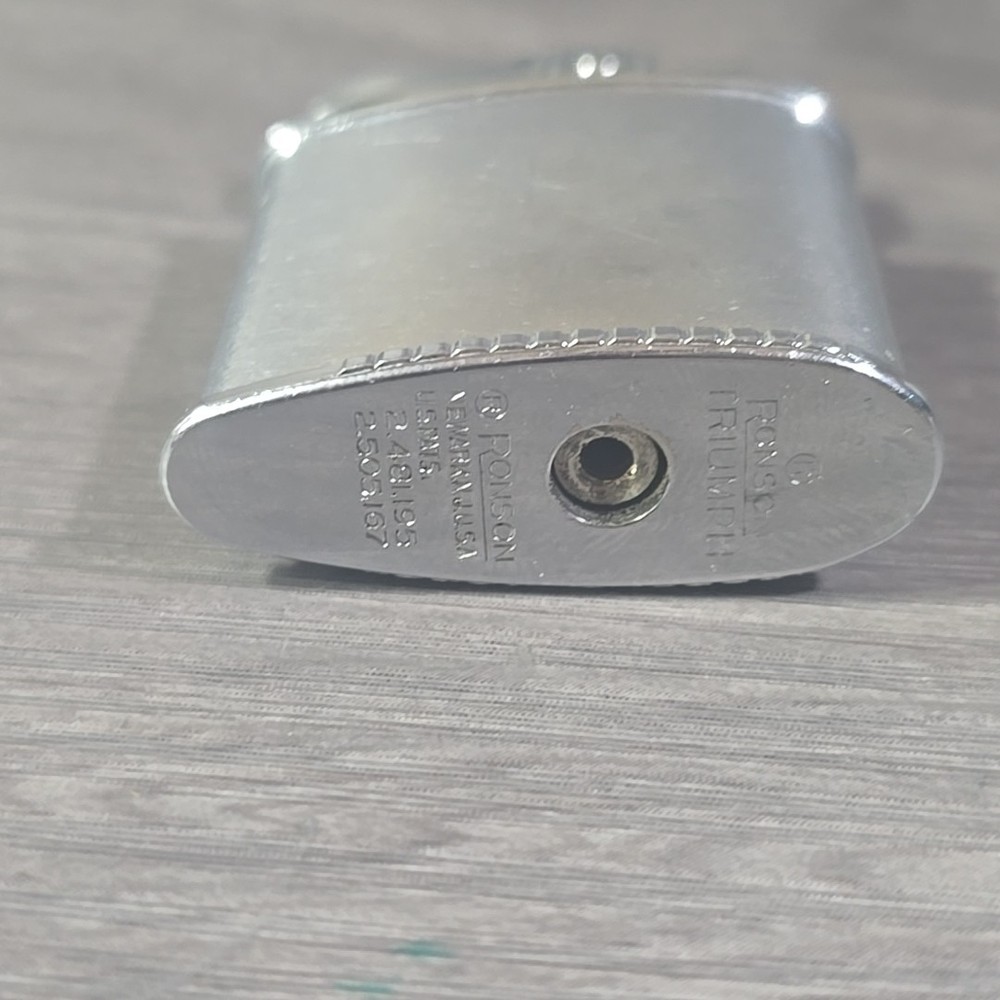 Ronson Triumph Engraved Dick Kass Vintage Push-Button Cigarette Lighter