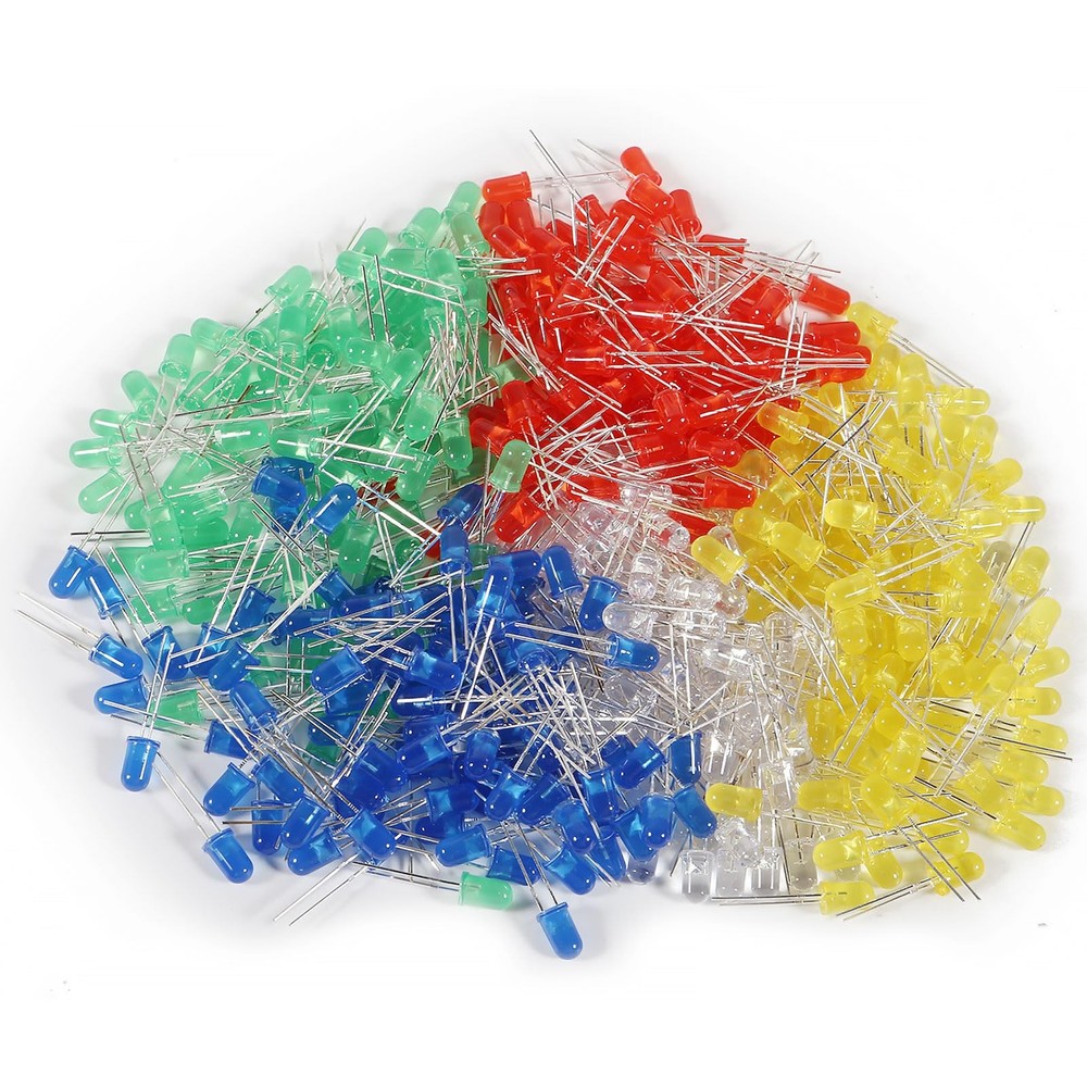 450PCS 5 Colors 5mm LED Diode Lights LED Light Emitting Diode Round Assorted ...