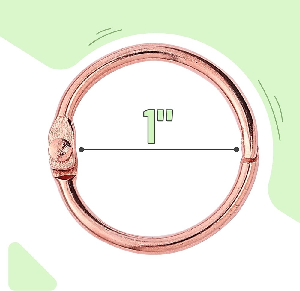 Versatile Rose Gold Binder Rings 40 Pack - 1 Inch for Secure Document Binding
