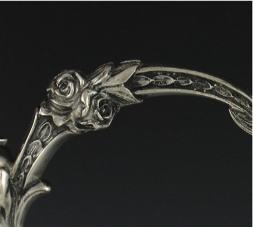 Pair 1930s German Silver Rose Design Candlesticks