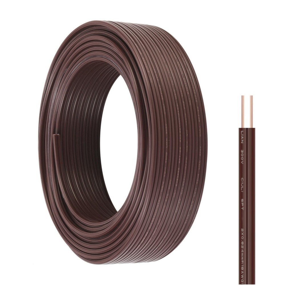 18 Gauge Wire 2 Conductor Electrical SPT-1 50Ft 18/2 50Ft, Brown
