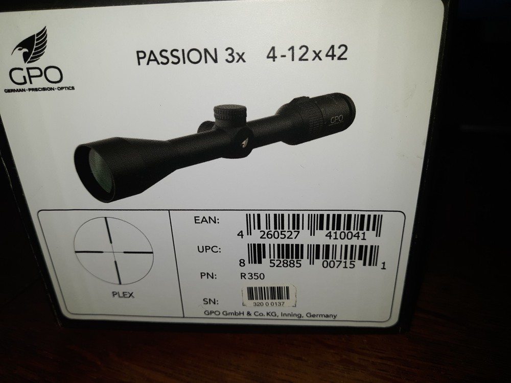 GPO Passion 4-12x42 Scope- Never Mounted!