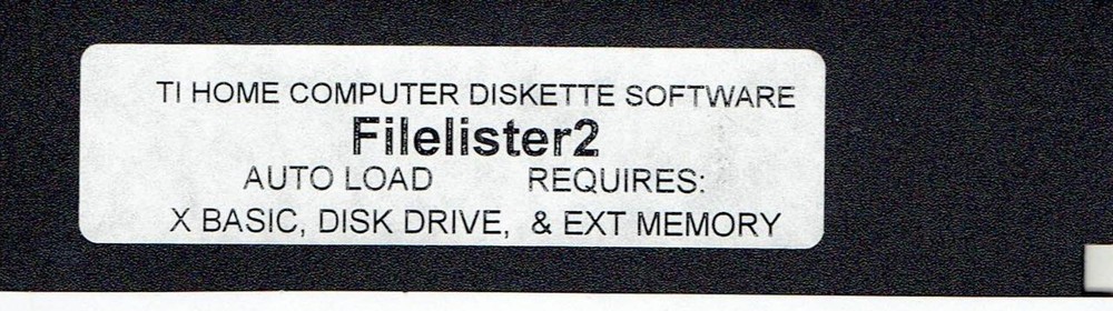TI-99/4A UTILITY    FILELISTER 2    DISK - LISTS DISK FILES