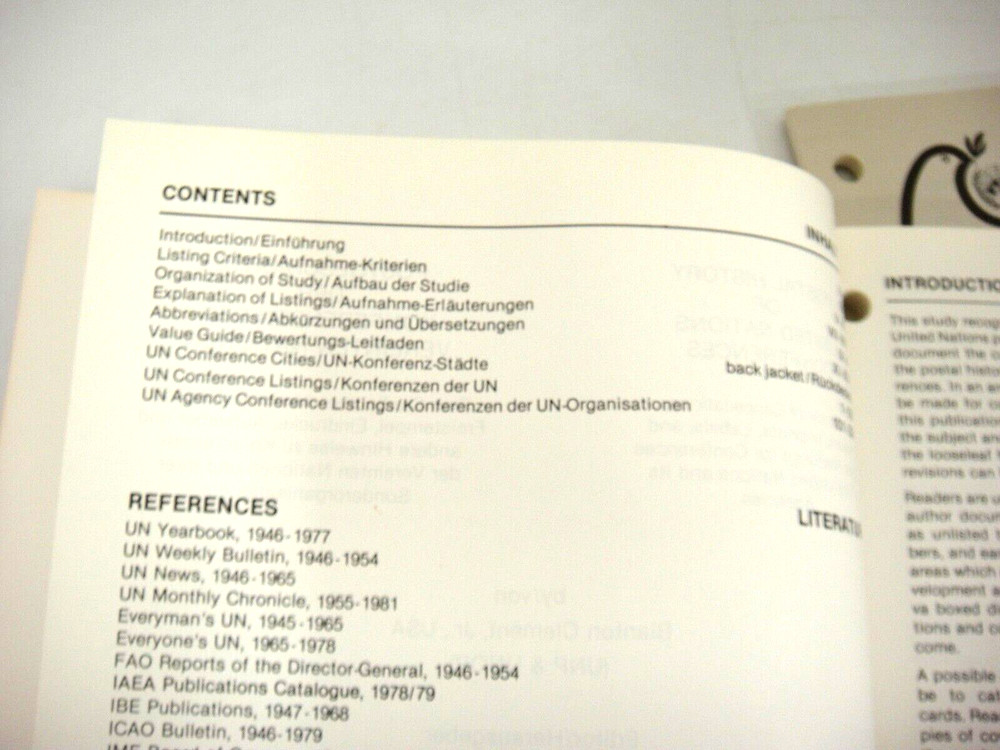 United Nations Postal History Conference Study Books 1981 1983 English & German