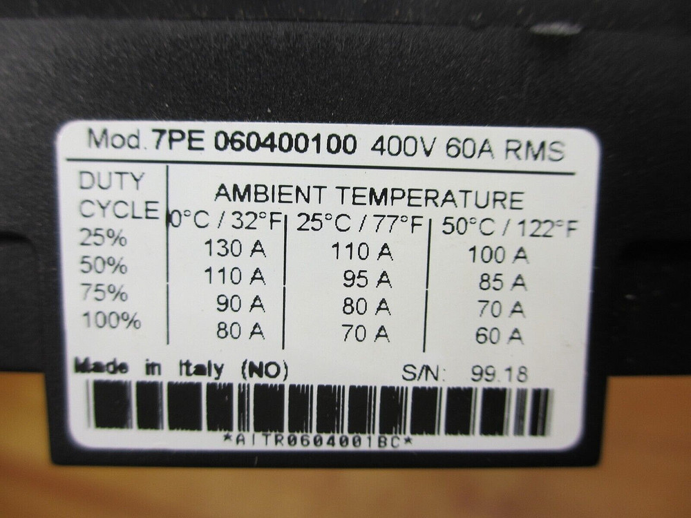 Barber Colman 7PE060400100 *NEW* Solid State Relay 400V