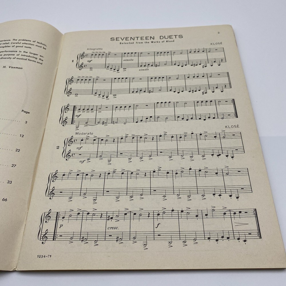Selected Duets for Clarinet Volume 1 easy medium H. Voxman Rubank Educational Li