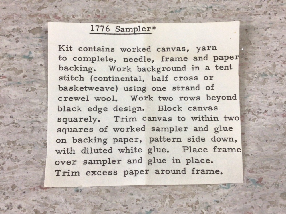 Dollhouse 1776 needlepoint sampler kit