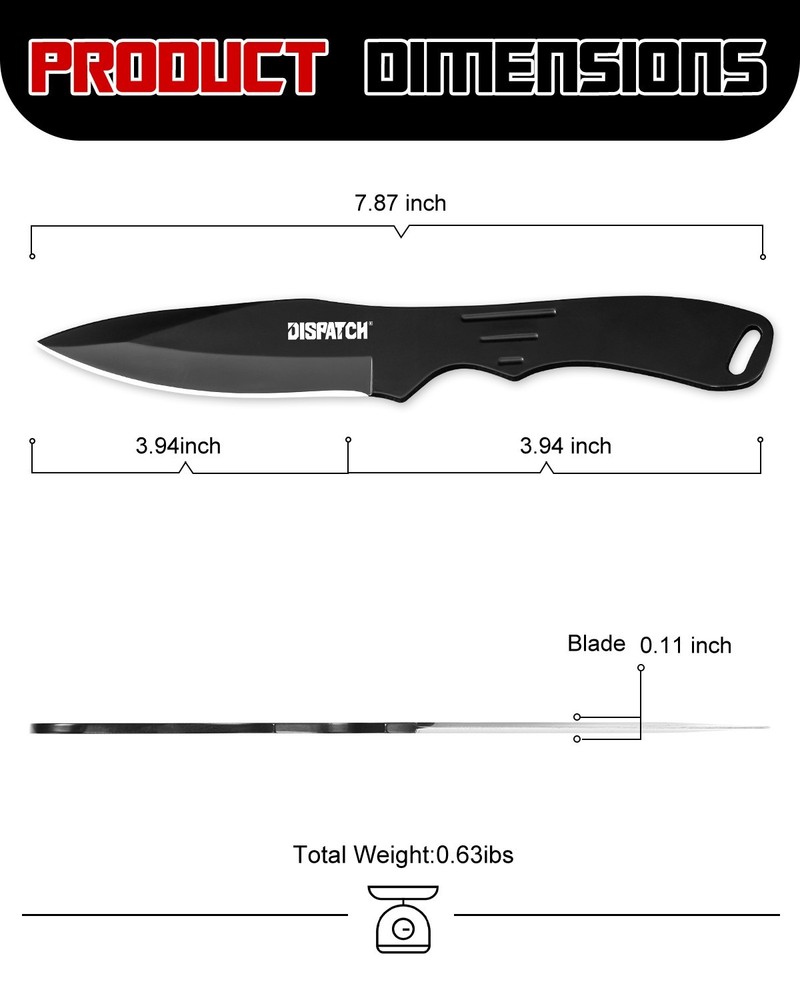 DISPATCH 9 inch 3 Pieces Throwing Knife Set Camping & Target Fun