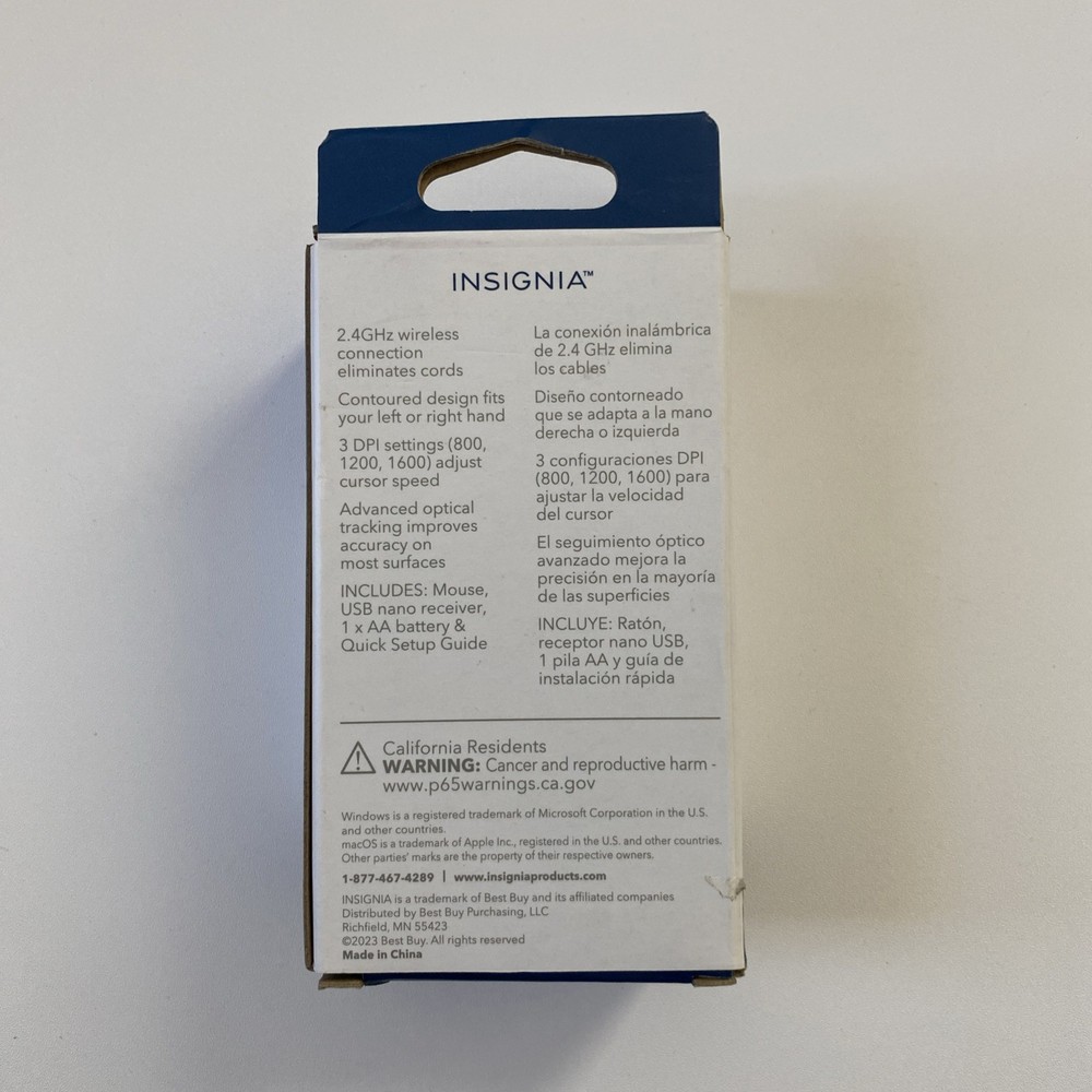 Insignia - Wireless Optical 3-Button Travel Mouse - Slim - Black