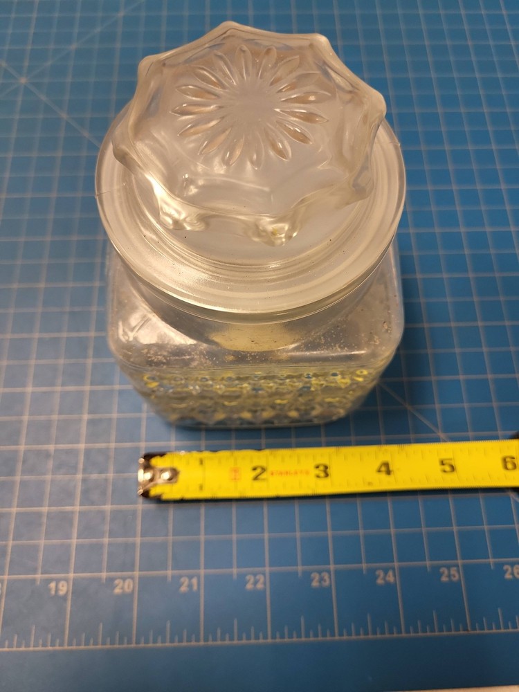 Clear Glass Kitchen Canister Jar Lid Embossed Diamond Pattern Storage Container