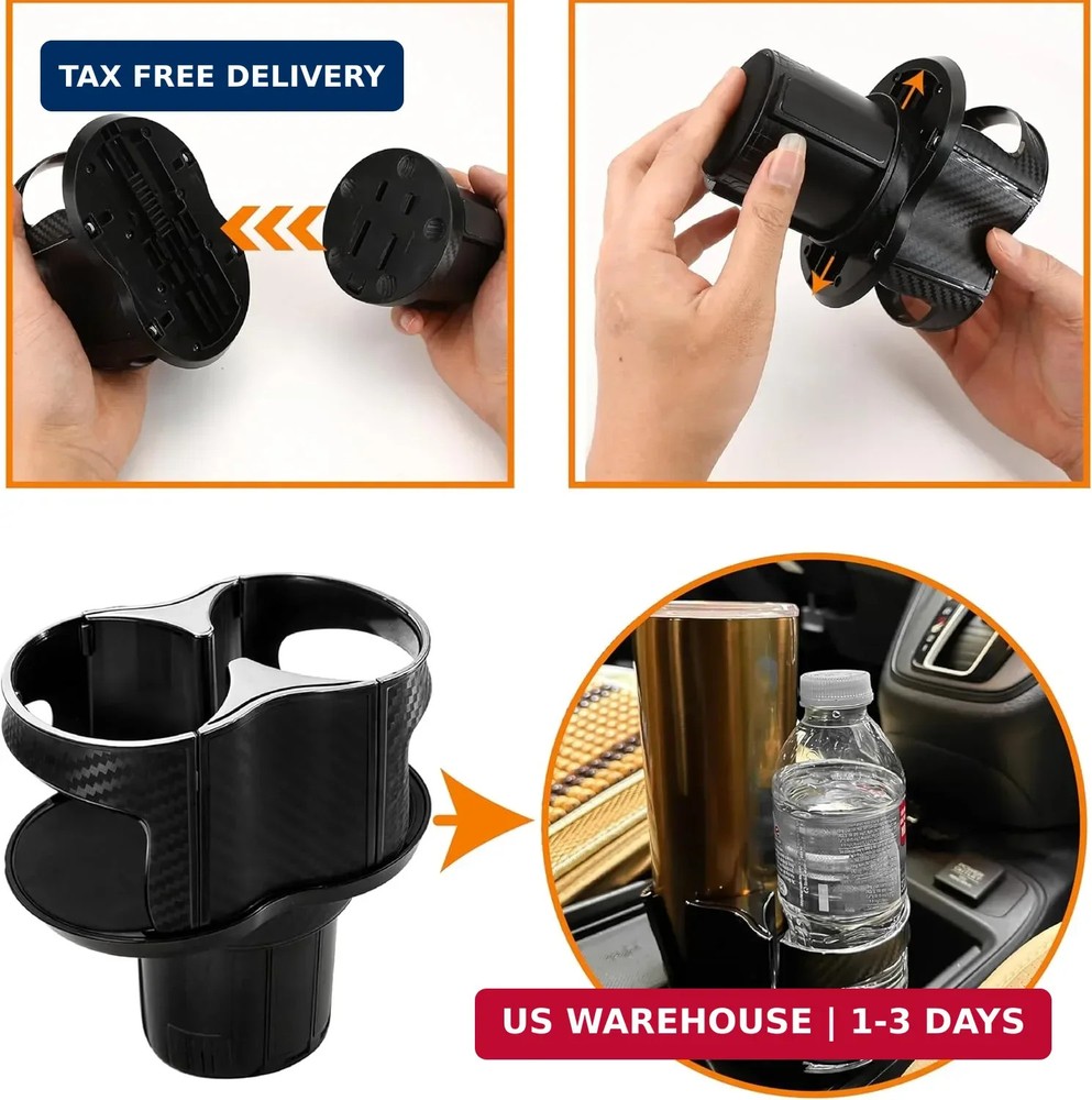Double Cup Holder for Car, 2 in 1 Extra Cup Insert with Expandable Base, Multifu