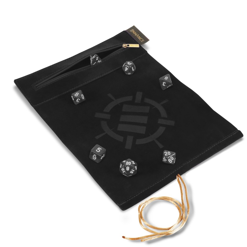 ENHANCE Roll on a Scroll™ Dice Rolling Mat & 7pc Acrylic Dice Set