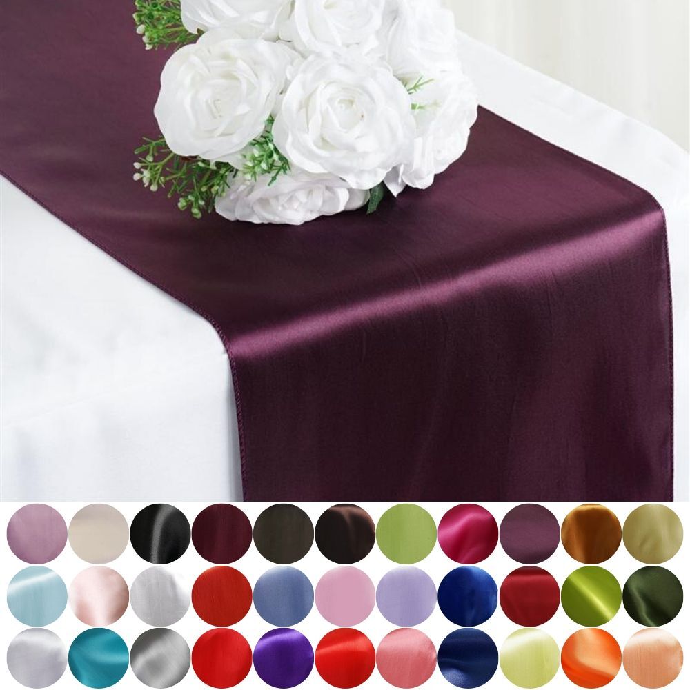 6 pcs 12" x 108" Satin Table Top Runners Wedding Party Linens Free Shipping