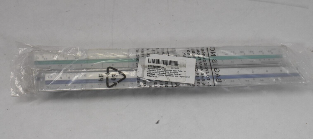 Nicunom 3 Pack Architectural Scale Ruler 12" Triangular Architect Scale Steel