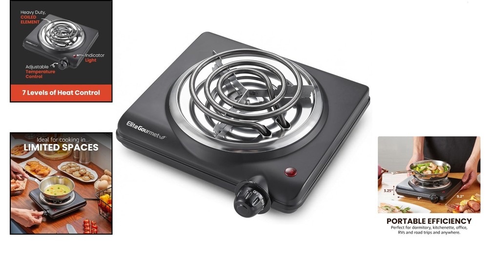 Single Coiled Electric Burner - 9" Compact Design for Efficient Cooking Anywhere