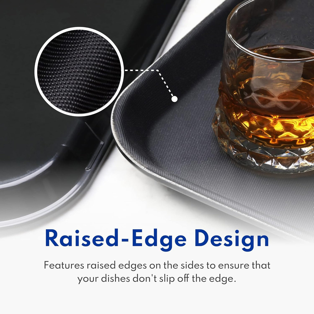 24975 Restaurant Grade Non-Slip Tray, Plastic, Rubber Lined, Rectangular, 12-Inc