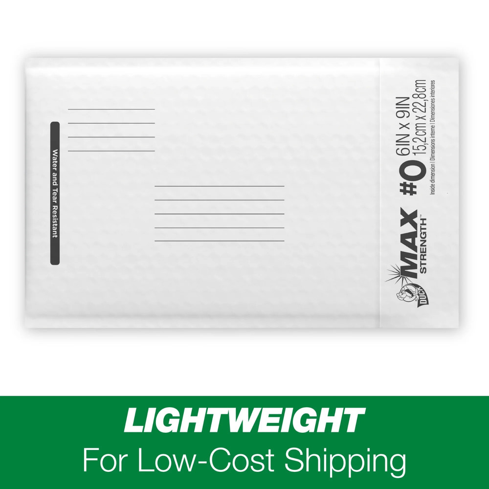 Max Strength Self-Sealing Poly Bubble Mailer #0, 6" x 9", Solid White, 25 Pack