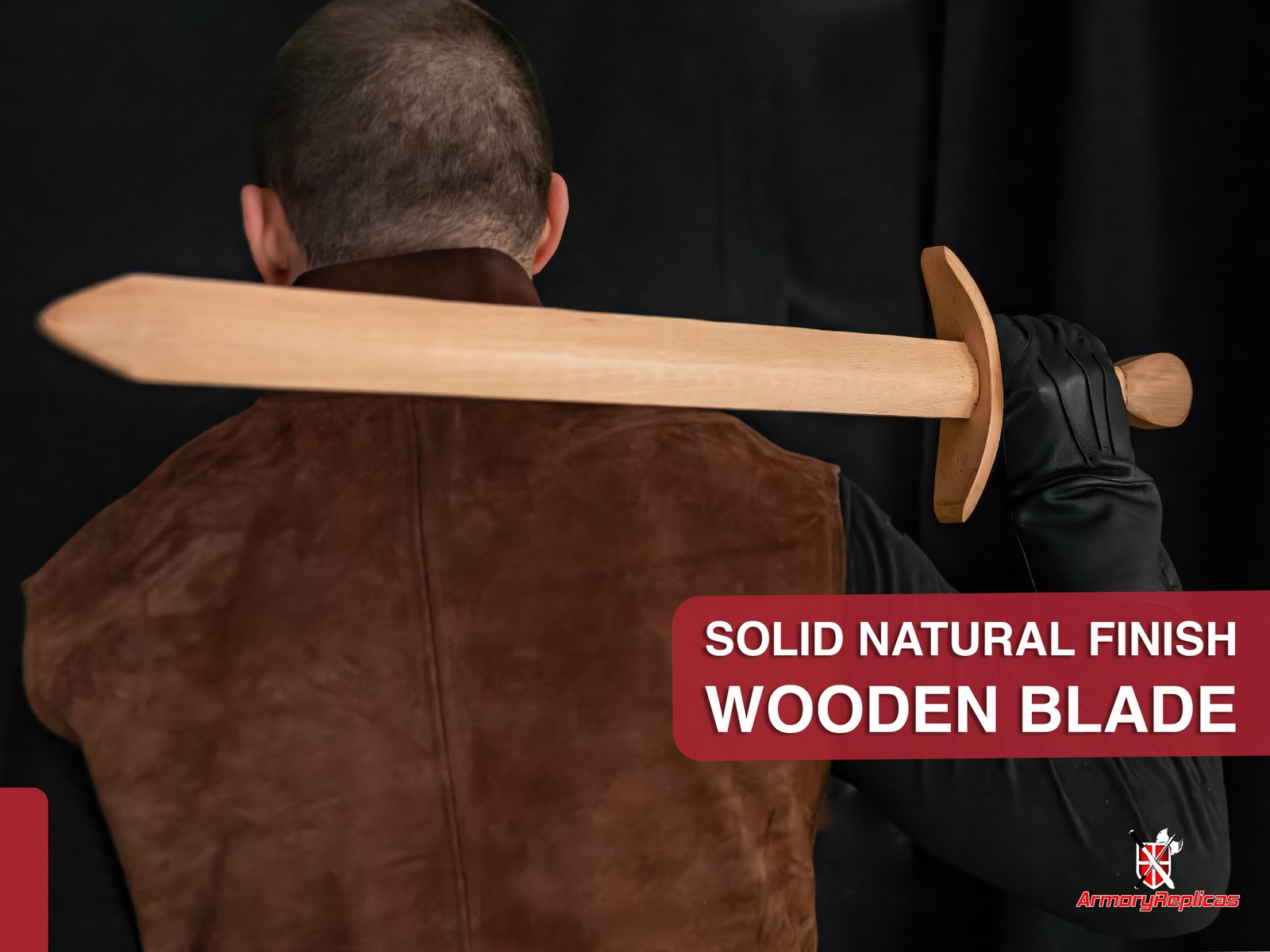 12th Century Wooden Practice Sword Beech Knight LARP Cosplay Stage Combat Prop