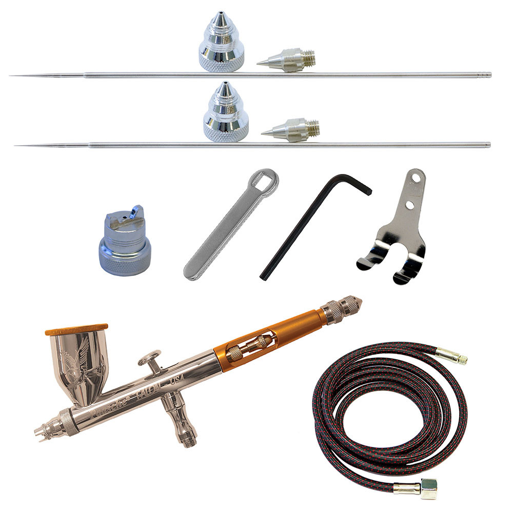 TG-3AS Paasche Talon Double Action Gravity Feed Airbrush w/3 Heads & Fan Aircap