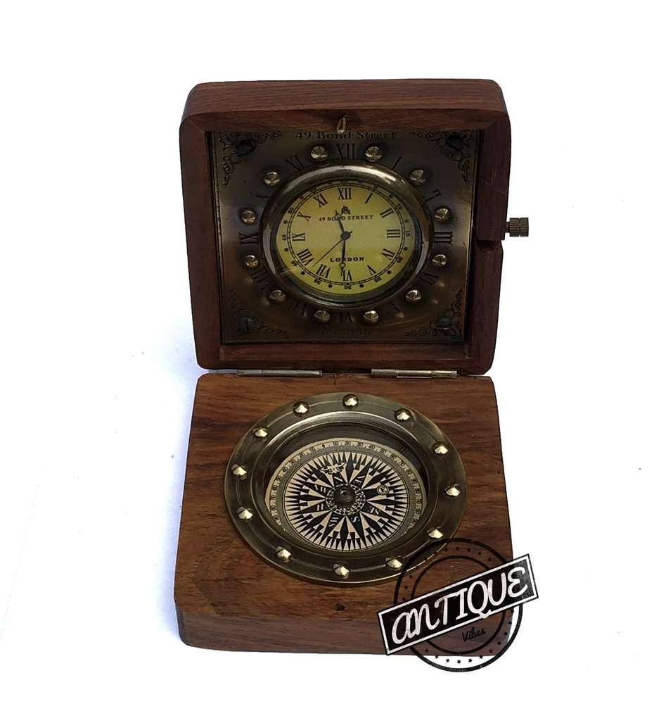 Vintage Vintage Table Decor Retro Clock Bedside Modern Compass & Clock Offi