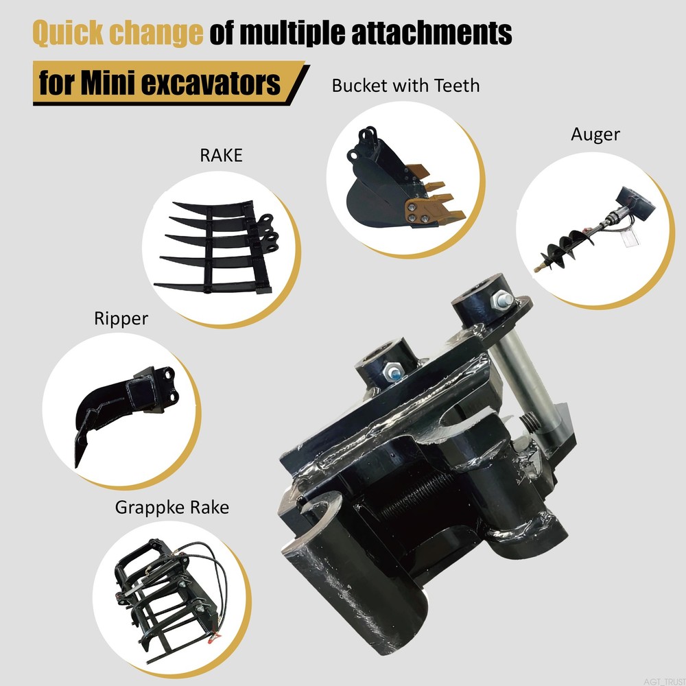 AGT Quick Hitch Coupler Universal Hydraulic for Mini Excavator Attachments