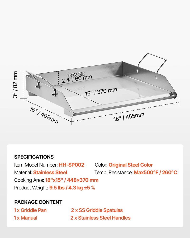 Stainless Steel Griddle Flat Top Rectangular Plate Gas Grill Griddle for BBQ