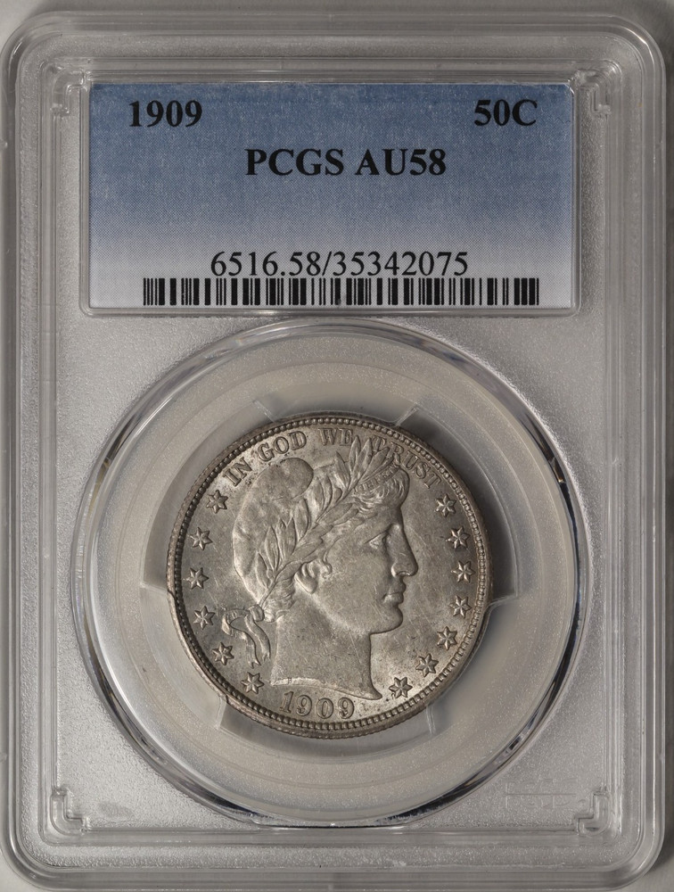 1909 Barber Half Dollar PCGS AU-58