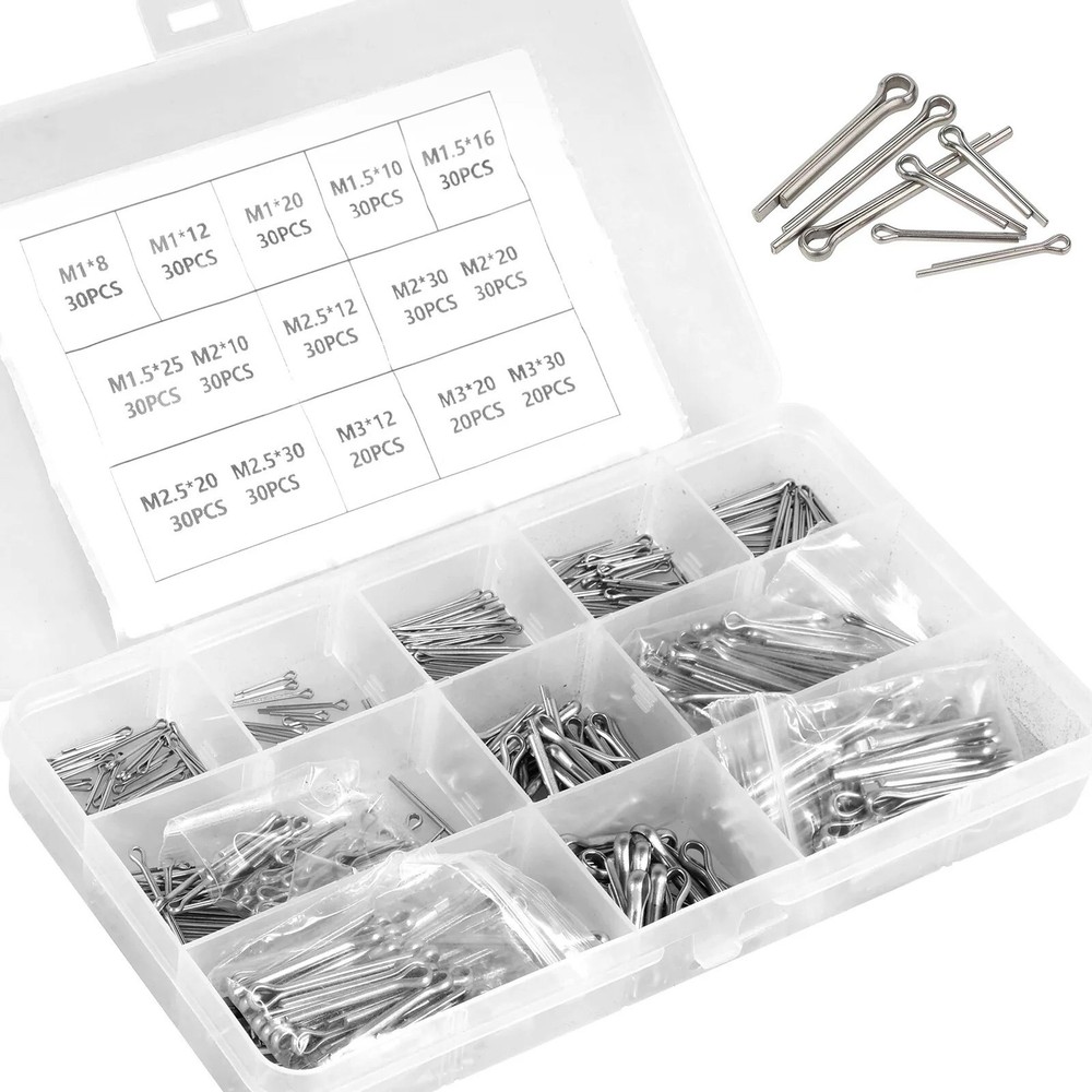 420pcs Stainless Steel Cotter Pin Split Pins Assortment Set Value Kit M1-M3