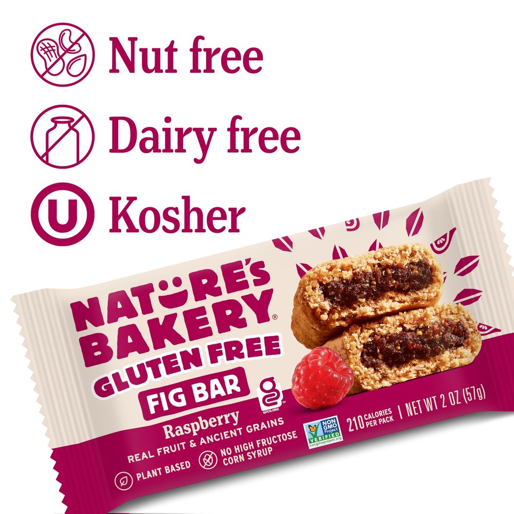 Gluten Free Raspberry Fig Bars, 2 oz Each, 6 Twin pack Box