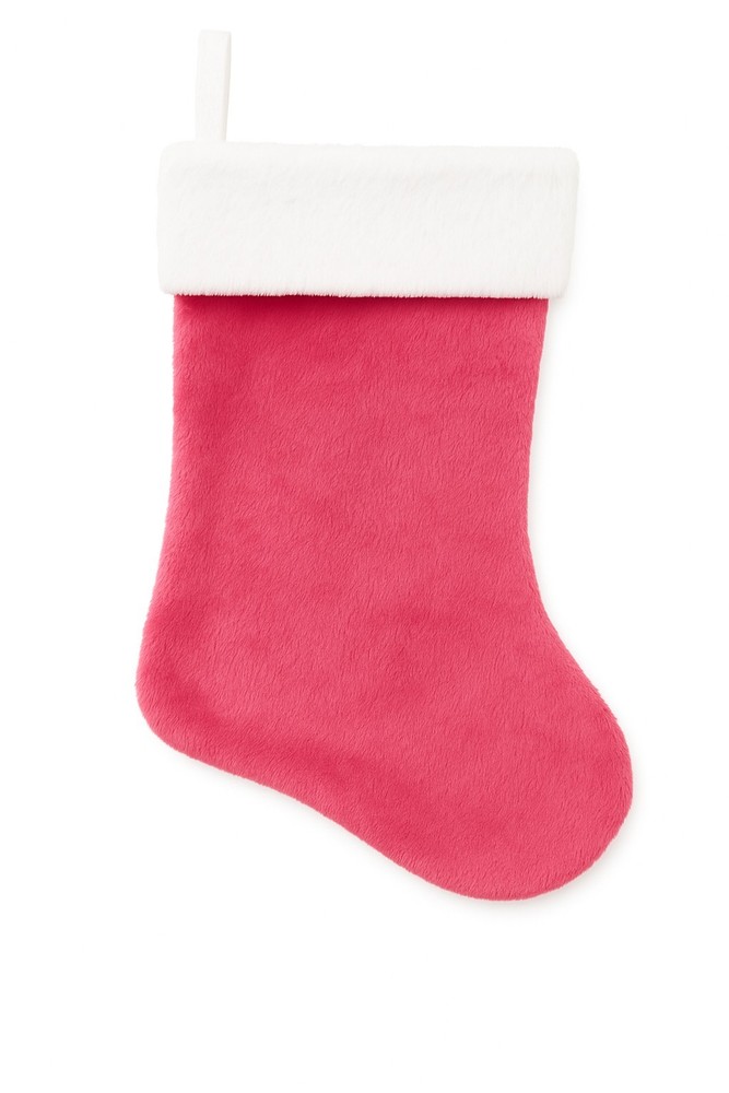 Plush Pink Classic Christmas Stocking