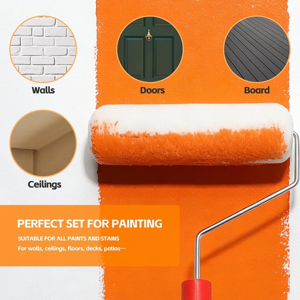 Paint Roller Brush Kit, 6 FT Paint Roller Extension Poles Multi-Function Paint R