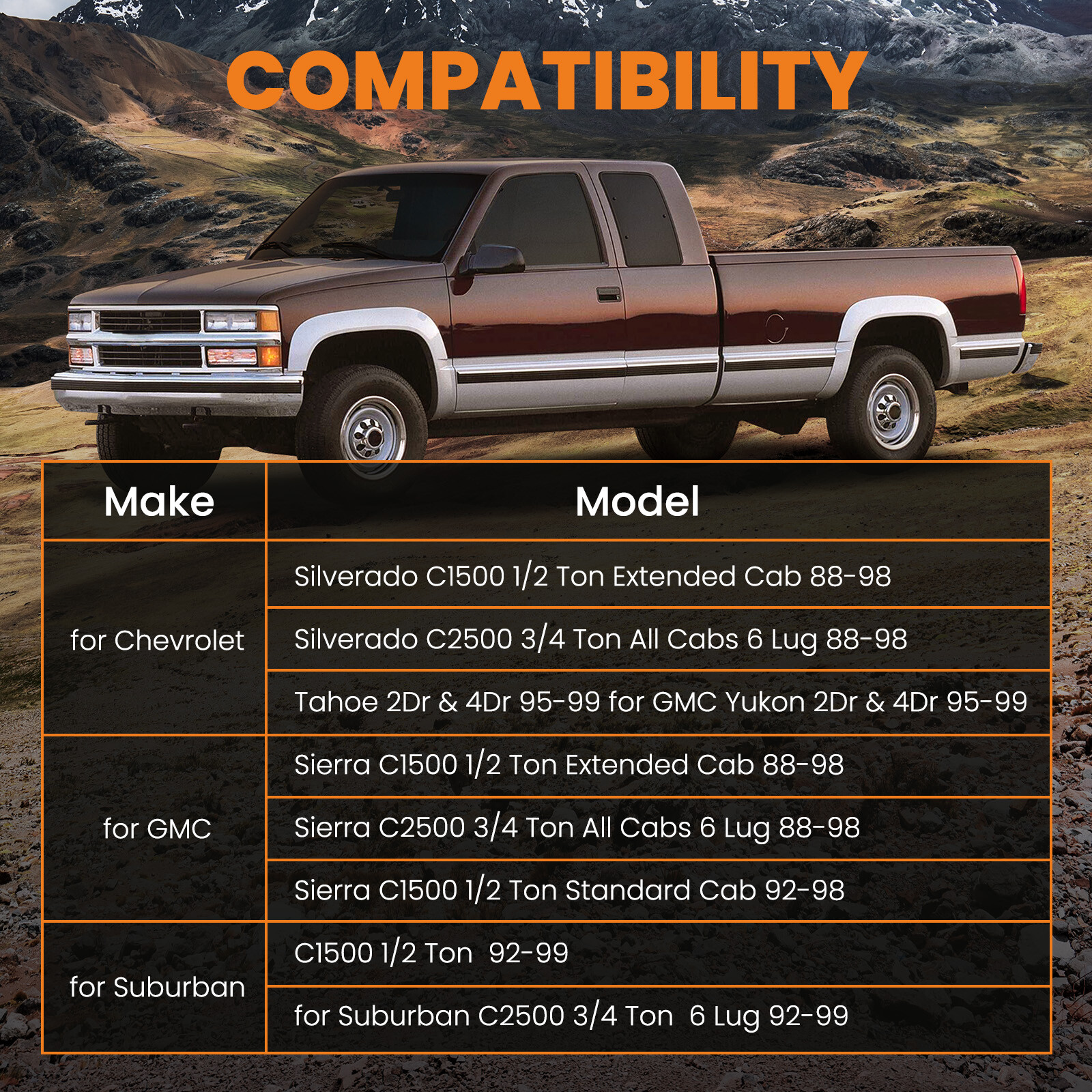 2" Drop Spindles for Chevrolet Silverado C1500 GMC Sierra 1.25" ROTOR 2WD 88-98