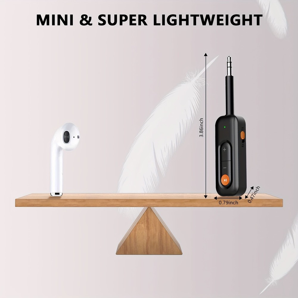 Bluetooth 5.2 Audio Adapter - 3.5mm AUX Receiver/Transmitter for Car/Home