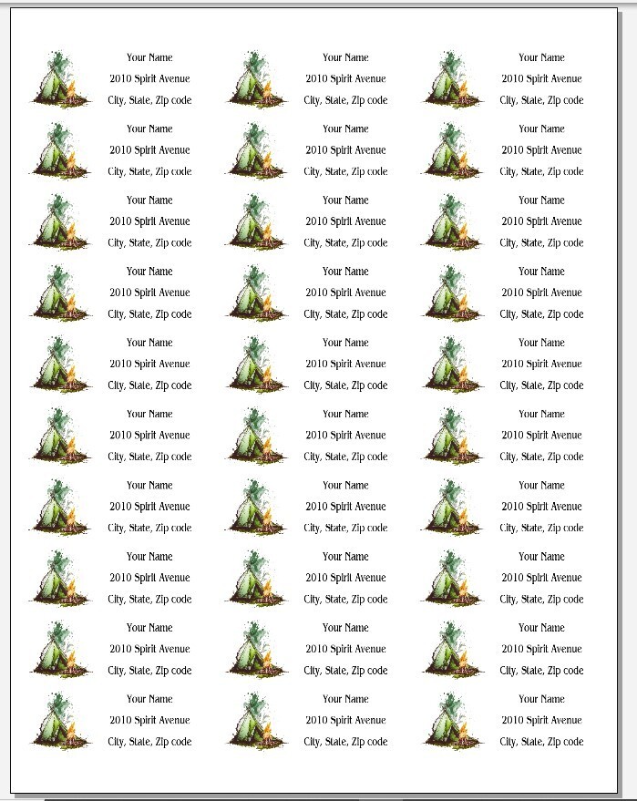 150 Campfire Camping Tent Camp Fire Mailing Return Address Labels Personalized