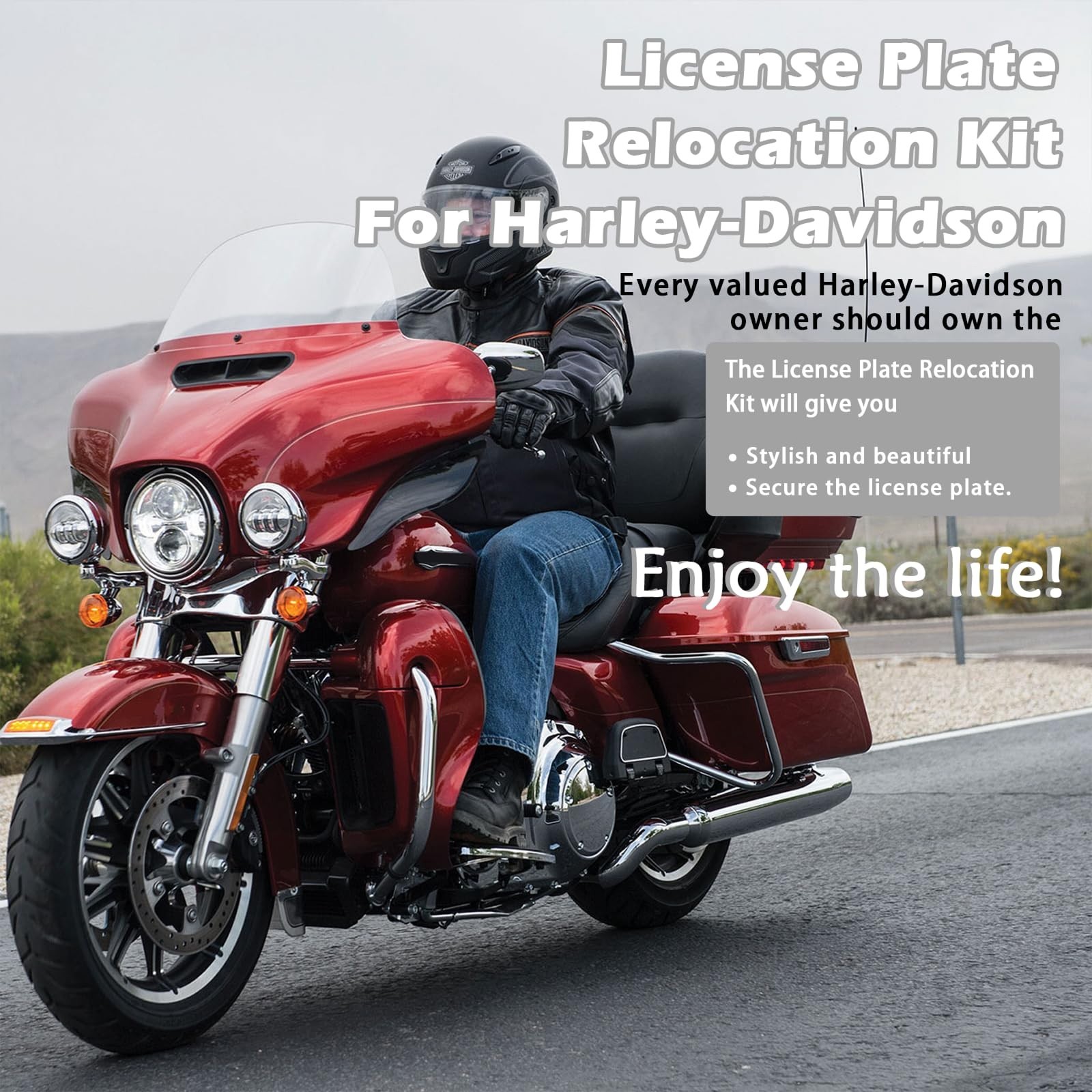 Custom Dynamics License Plate Relocation Kit #CD-LPR-KIT Harley Davidson black