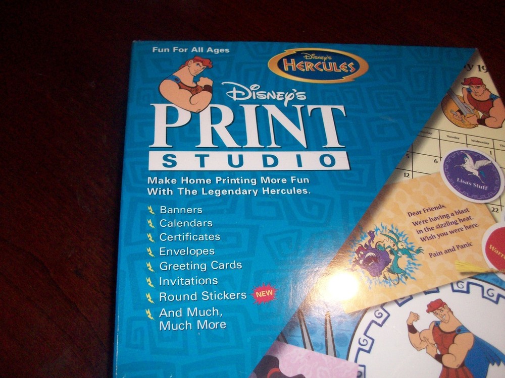 Disney Print Studio Hercules Windows 95 Software for Creating Banners and Diaries