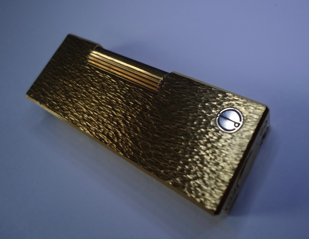 Dunhill Rollagas Lighter - Gold Plated - Textured Pattern - Serviced
