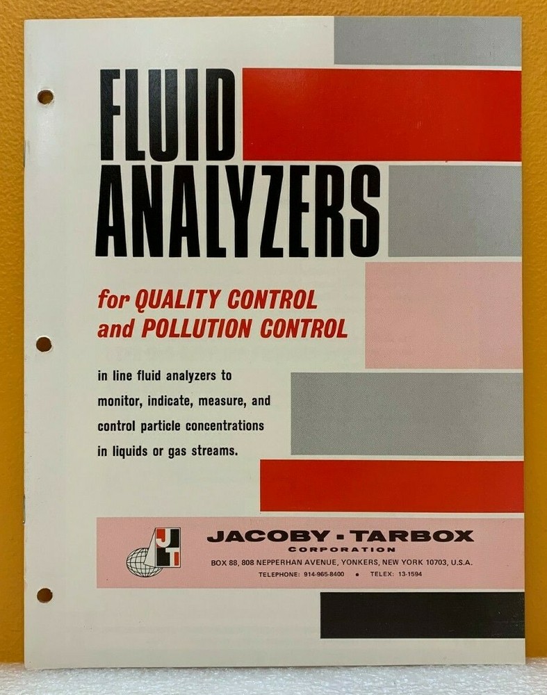 Jacoby Tarbox Corporation Fluid Analyzers Catalog.