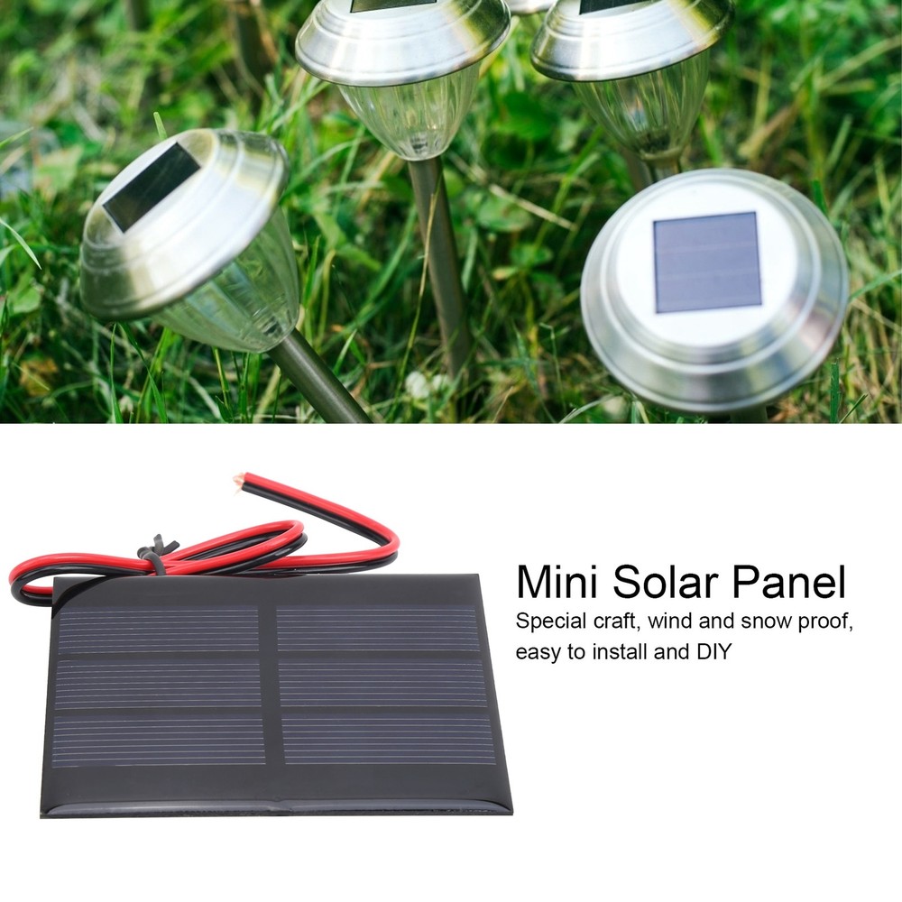 5Pcs Mini Solar Panel Battery Cell Board Module With 30cm Wire DC 0.65W 1.5V