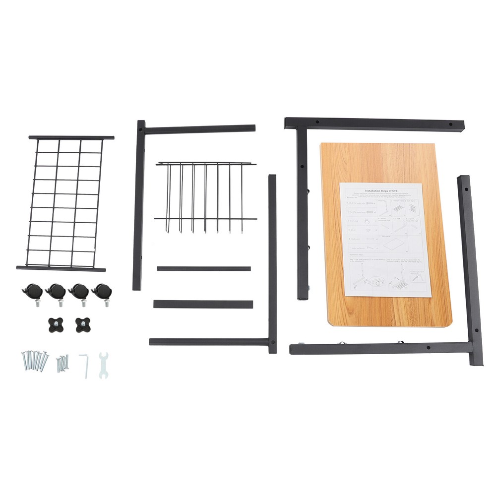 Height-Adjustable Teak Side Table with Wheels - 2 Tiers for Easy Storage