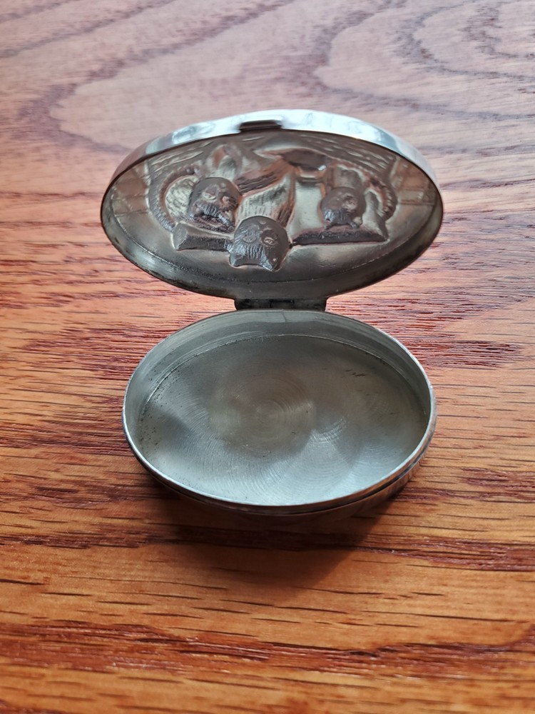 Vintage Sterling Silver Kitten Pill Keep