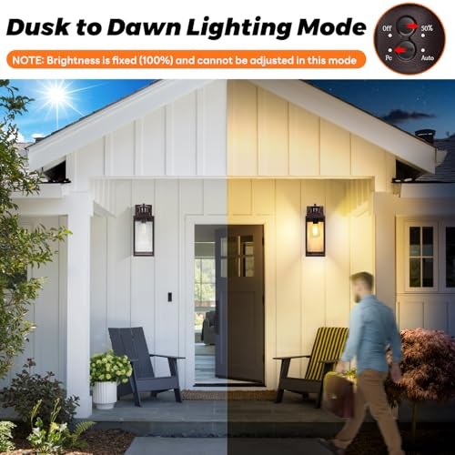 BRIGHTEVER 13.6" Motion Sensor Outdoor Wall Sconce Lantern, 2 Modes, B05082PG