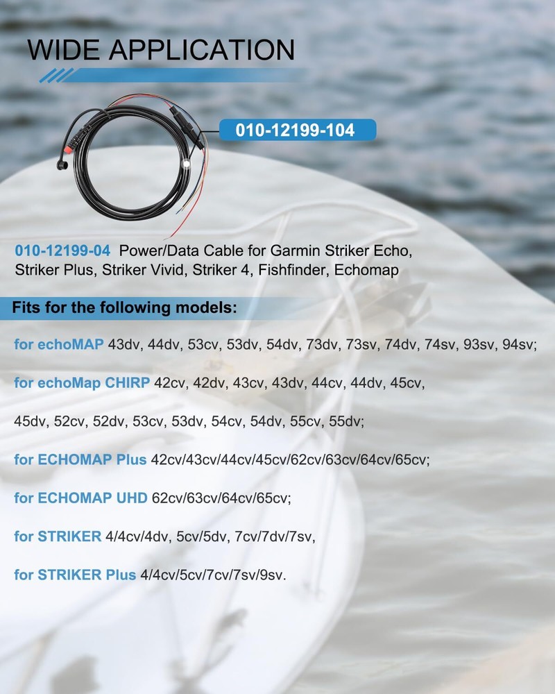 Power/Data Cable 4Pin Replace 010-12199-04 For Garmin Striker Echomap Fishfinder